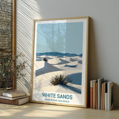 White Sands National Park Poster – Minimalist Desert Dunes Art - Wanderlust Posters