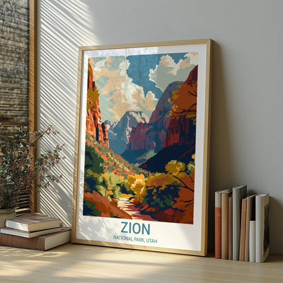 Zion National Park Poster – Retro Utah Landscape Print for National Park Lovers - Wanderlust Posters
