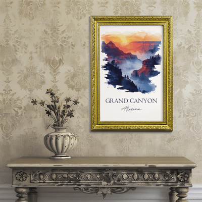 Grand Canyon, Arizona - Watercolor Landscape Travel Poster - Travel Destinations Poster