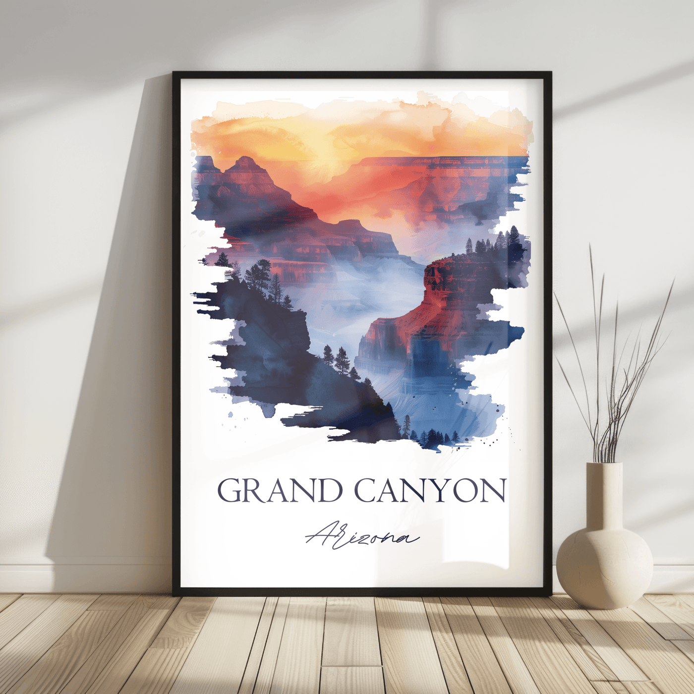 Grand Canyon, Arizona - Watercolor Landscape Travel Poster - Travel Destinations Poster