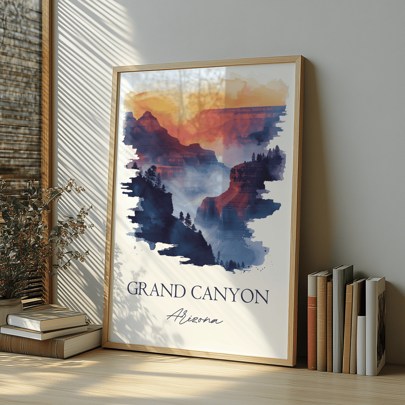 Grand Canyon, Arizona - Watercolor Landscape Travel Poster - Travel Destinations Poster