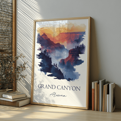 Grand Canyon, Arizona - Watercolor Landscape Travel Poster - Travel Destinations Poster