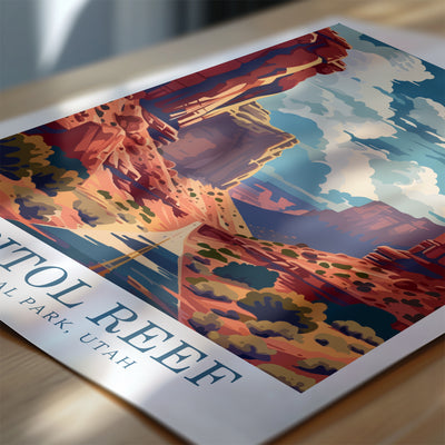 Capitol Reef National Park Poster - Vintage Roadscape Art - Wanderlust Posters
