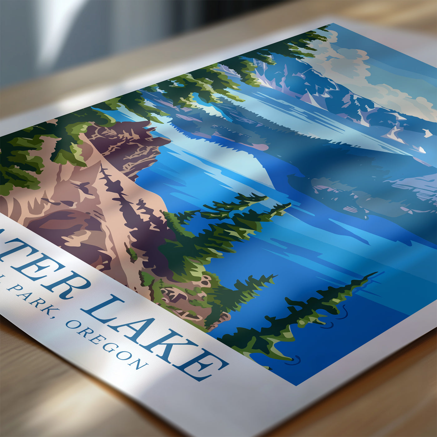 Crater Lake National Park Poster – Vintage Scenic Print - Wanderlust Posters
