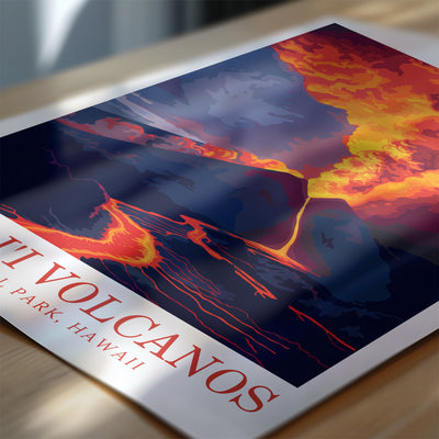 Hawai’i Volcanoes National Park Poster – Eruption Wall Art Print - Wanderlust Posters