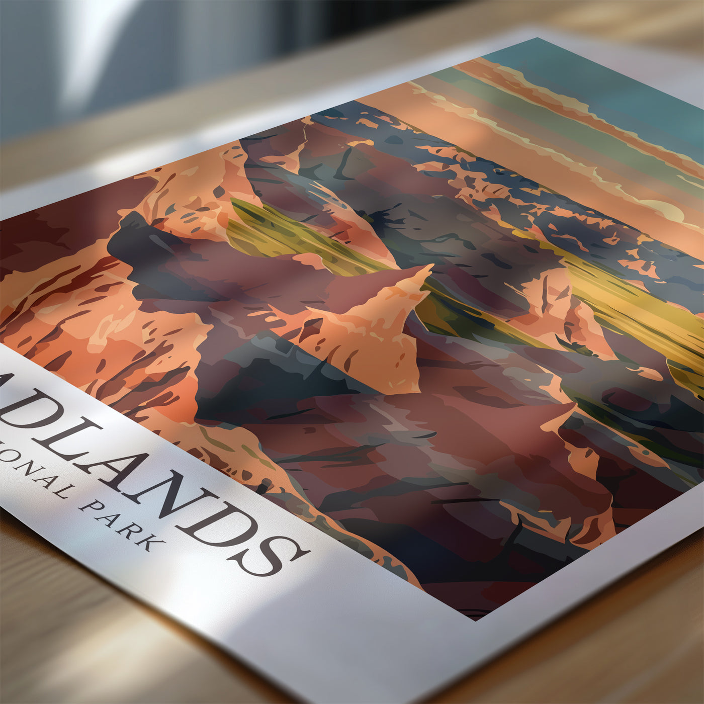 Badlands National Park Poster - Retro Landscape Print - Wanderlust Posters