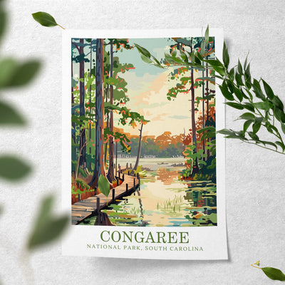 Congaree National Park Poster – Scenic Vintage Nature Print - Wanderlust Posters