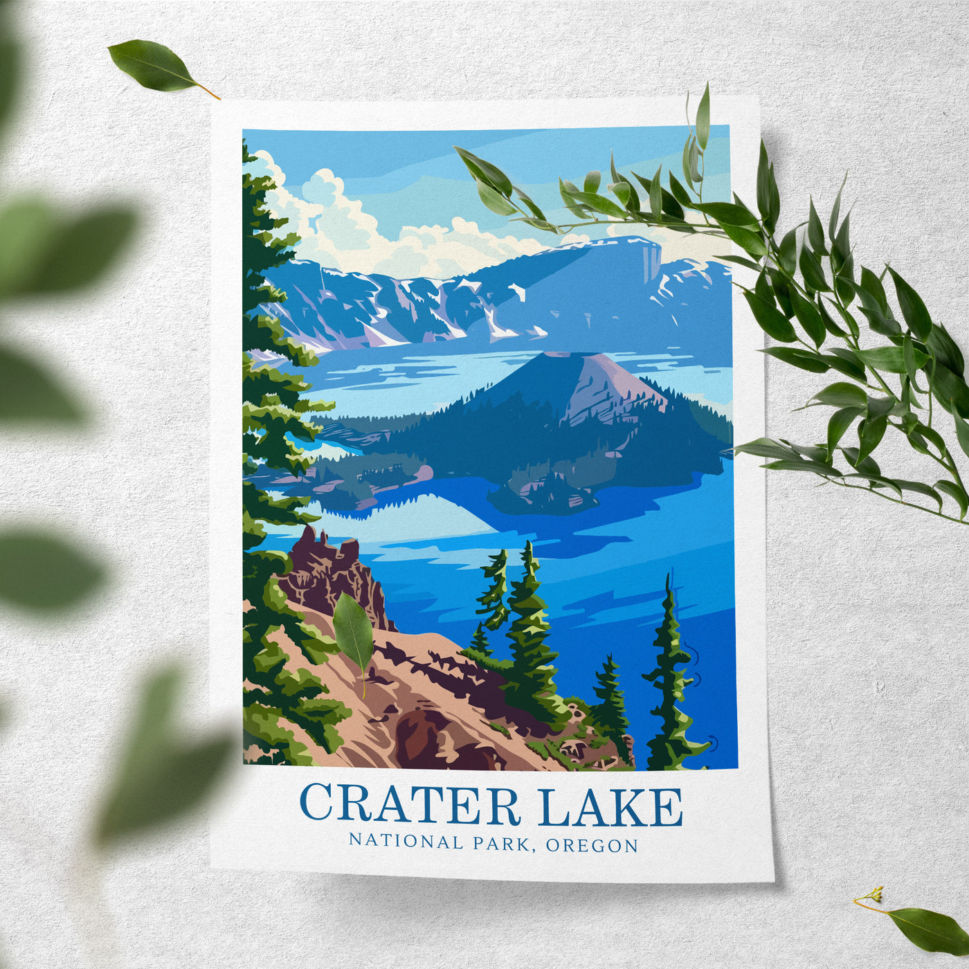 Crater Lake National Park Poster – Vintage Scenic Print - Wanderlust Posters