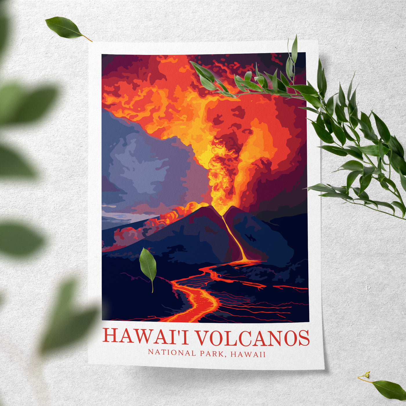 Hawai’i Volcanoes National Park Poster – Eruption Wall Art Print - Wanderlust Posters
