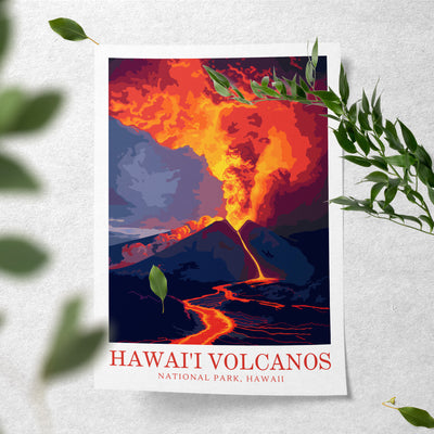 Hawai’i Volcanoes National Park Poster – Eruption Wall Art Print - Wanderlust Posters