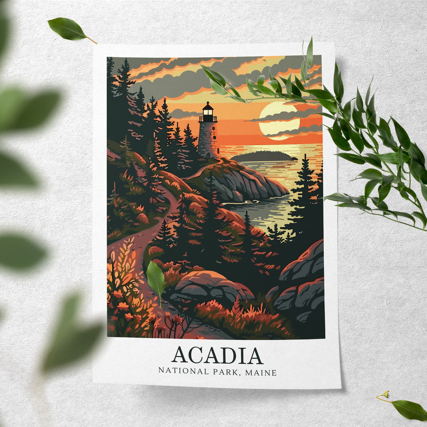 Acadia National Park Poster – Maine Travel Wall Art - Wanderlust Posters