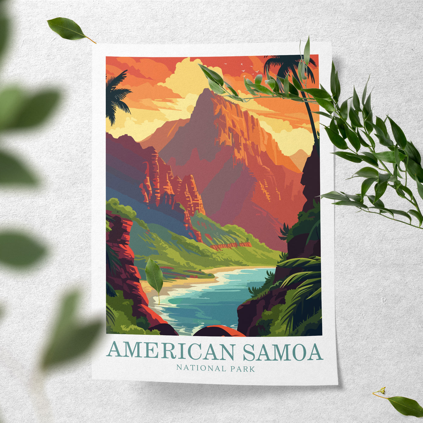 American Samoa National Park Poster - Retro Island Wall Art Print - Wanderlust Posters