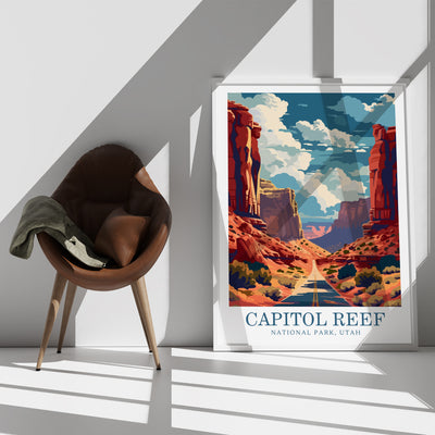 Capitol Reef National Park Poster - Vintage Roadscape Art - Wanderlust Posters