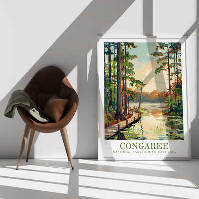 Congaree National Park Poster – Scenic Vintage Nature Print - Wanderlust Posters
