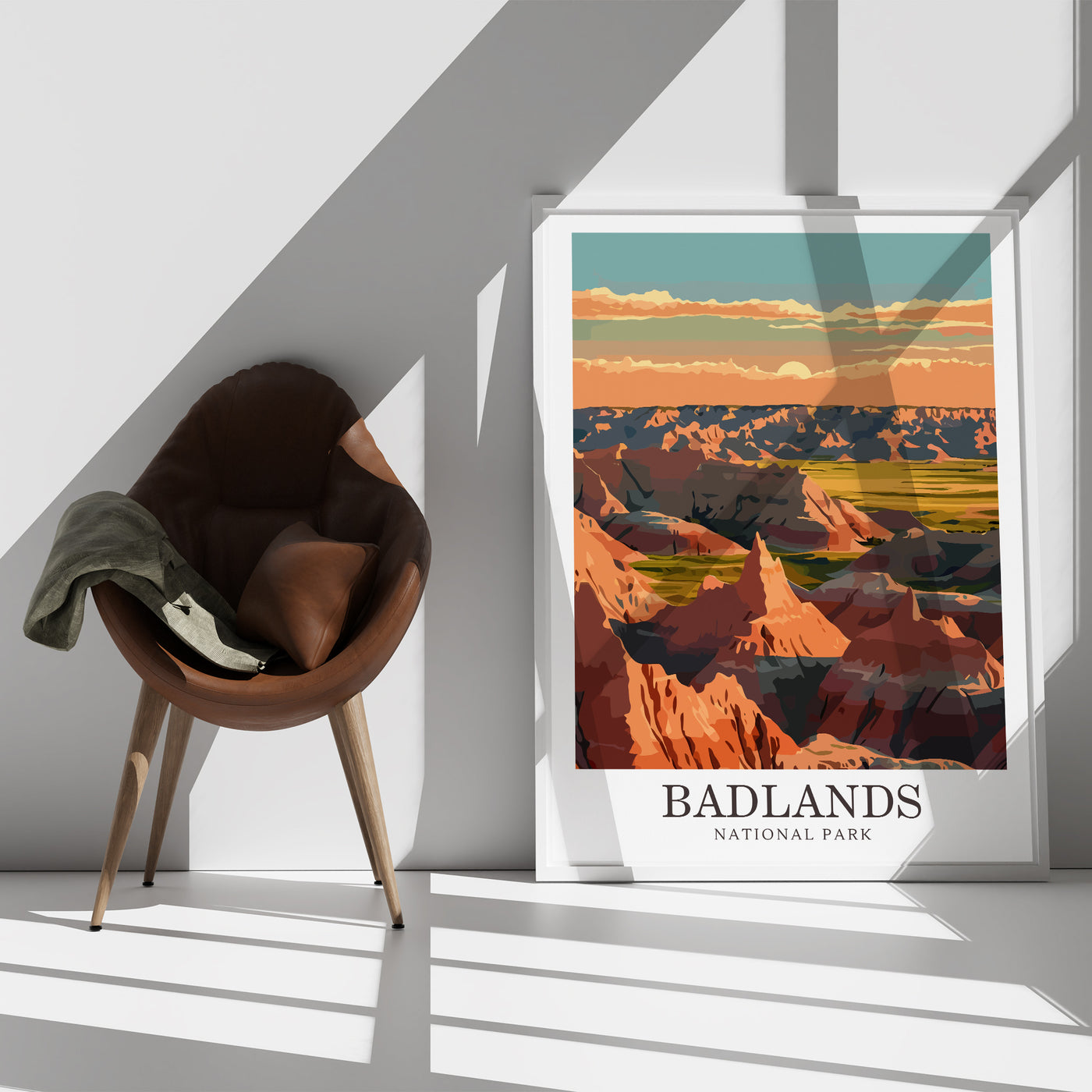 Badlands National Park Poster - Retro Landscape Print - Wanderlust Posters