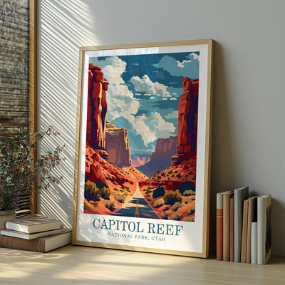 Capitol Reef National Park Poster - Vintage Roadscape Art - Wanderlust Posters