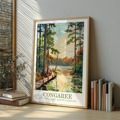 Congaree National Park Poster – Scenic Vintage Nature Print - Wanderlust Posters