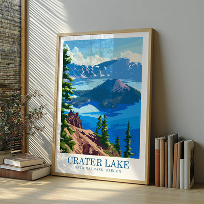Crater Lake National Park Poster – Vintage Scenic Print - Wanderlust Posters
