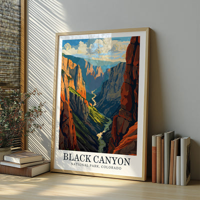 Black Canyon National Park Poster - Dramatic Retro Print - Wanderlust Posters