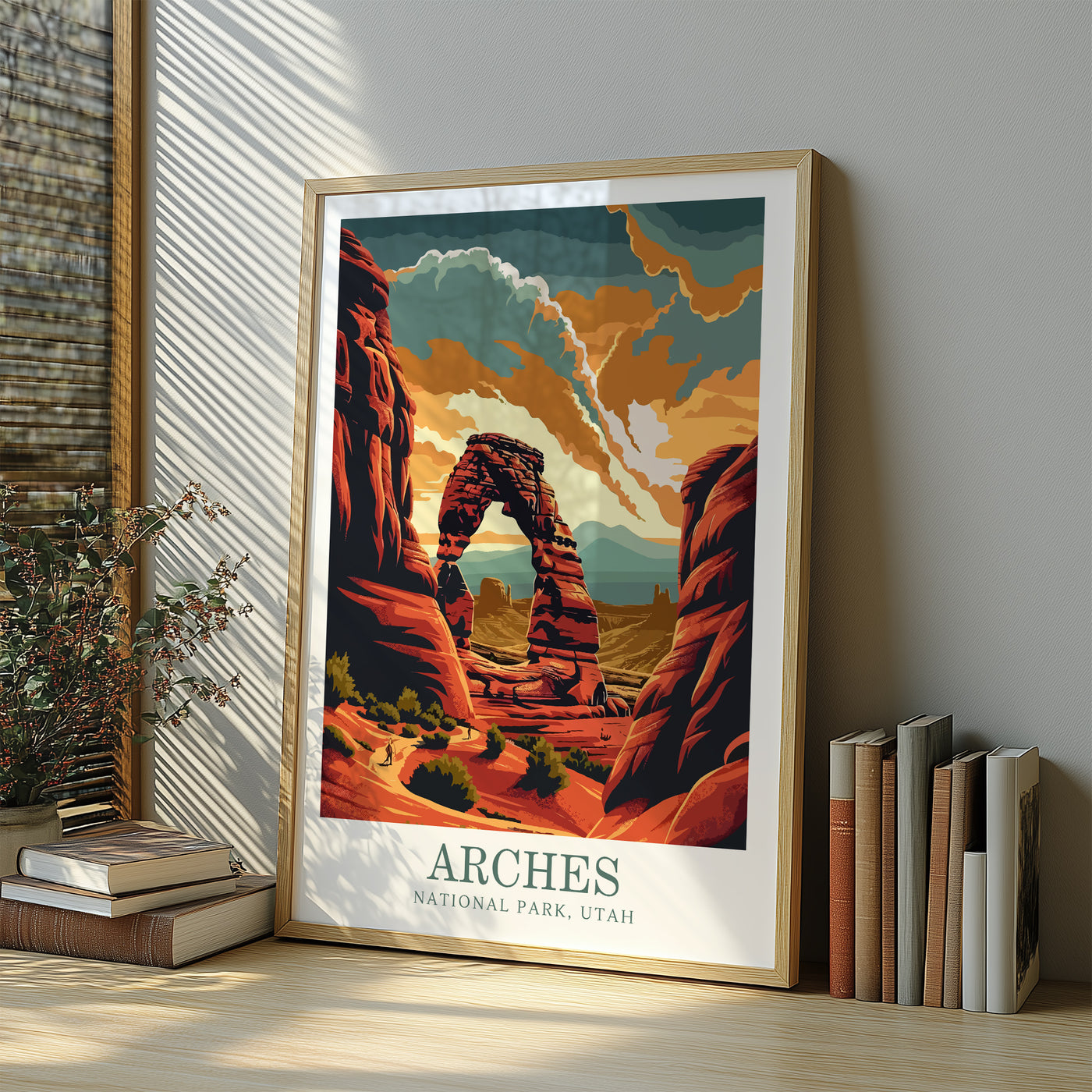 Arches National Park Poster - Retro Desert Landscape Print - Wanderlust Posters
